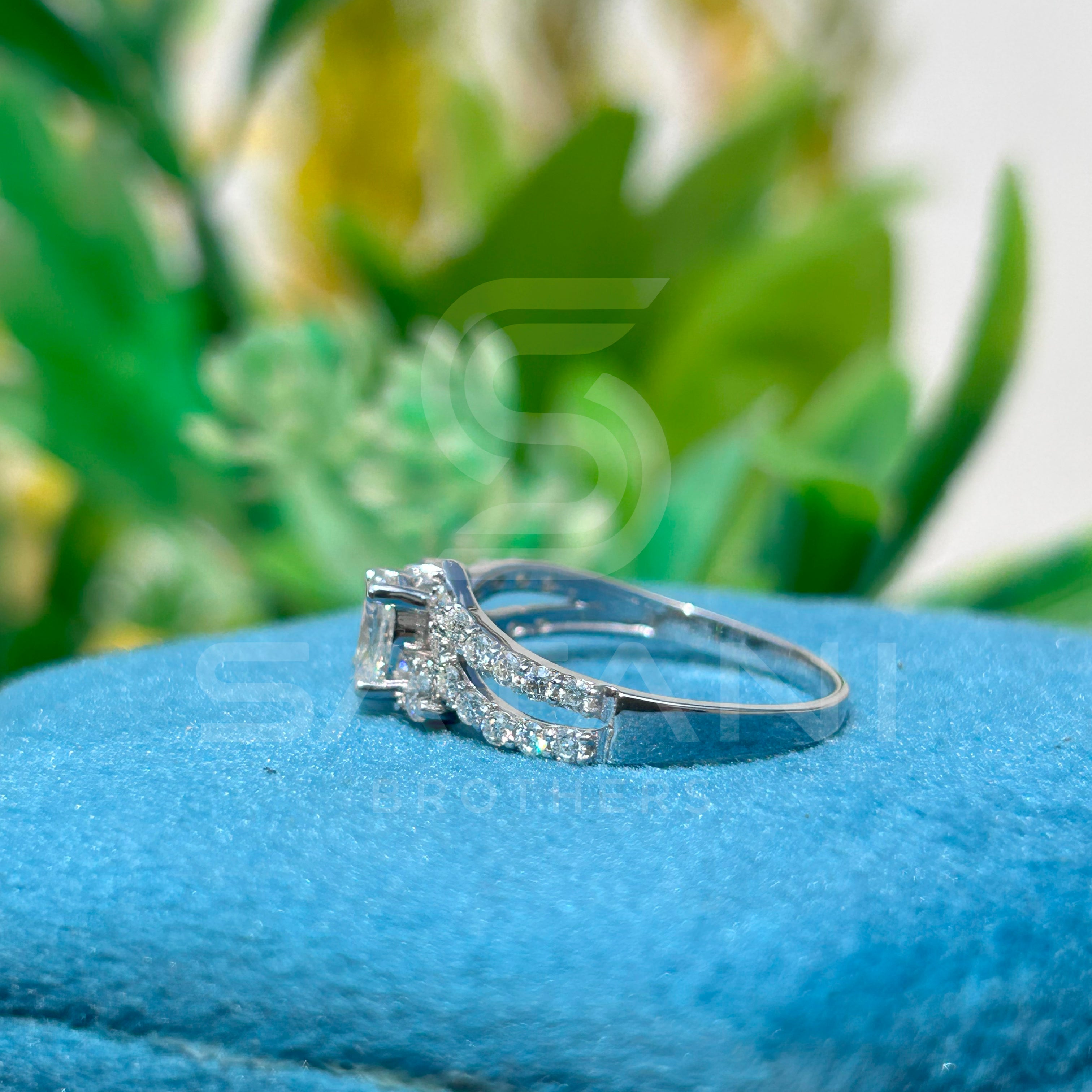 Split Shank Oval Engagement Ring | Round Accent Stones | Statement Moissanite Ring for Her
