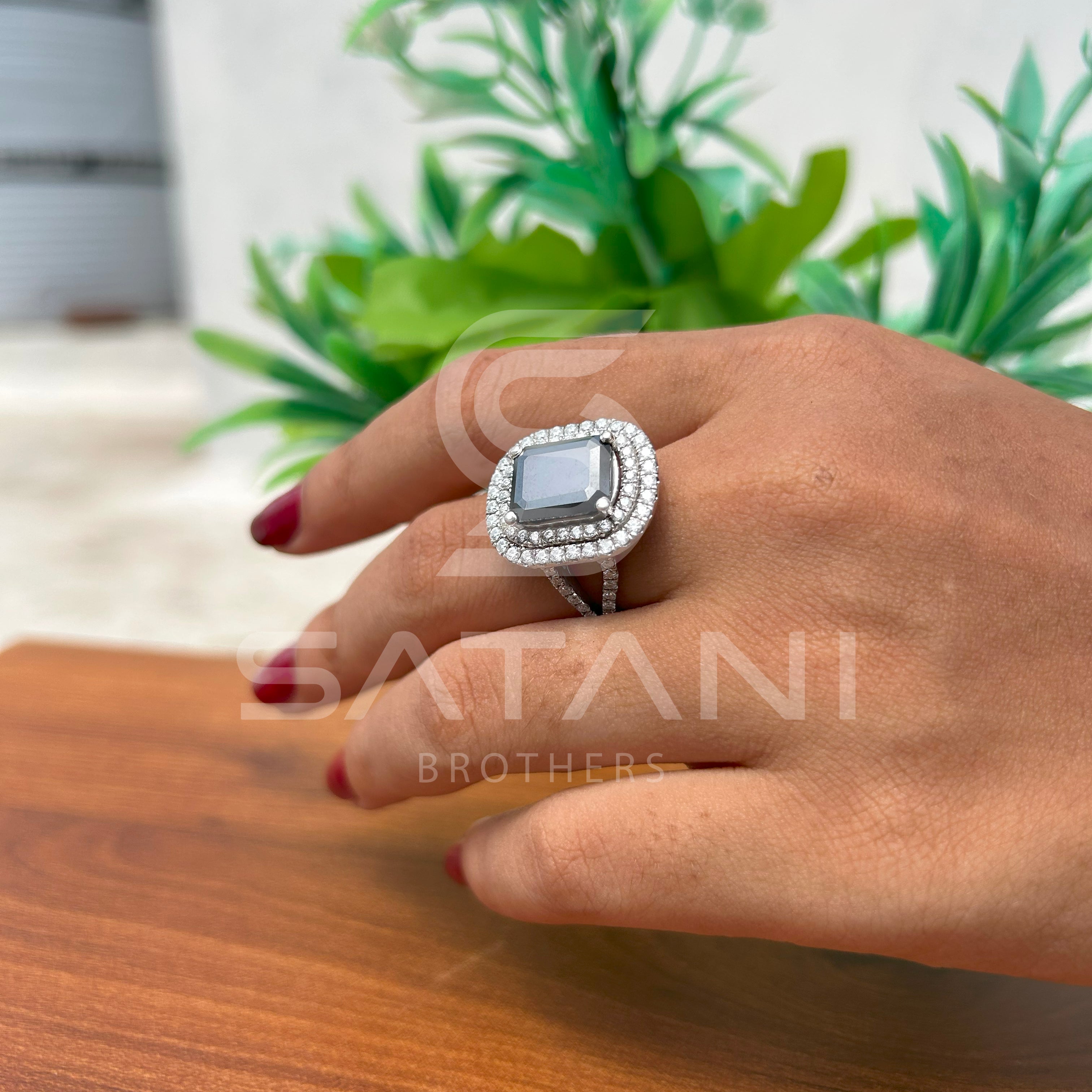 Elegant Black Onyx & Diamond Halo Ring  Timeless Black Gemstone Ring with Double Diamond Halo  Luxury Emerald-Cut Black Onyx Ring  Bold & Beautiful Black Stone Statement Ring  Vintage-Inspired Black Onyx and Diamond Ring