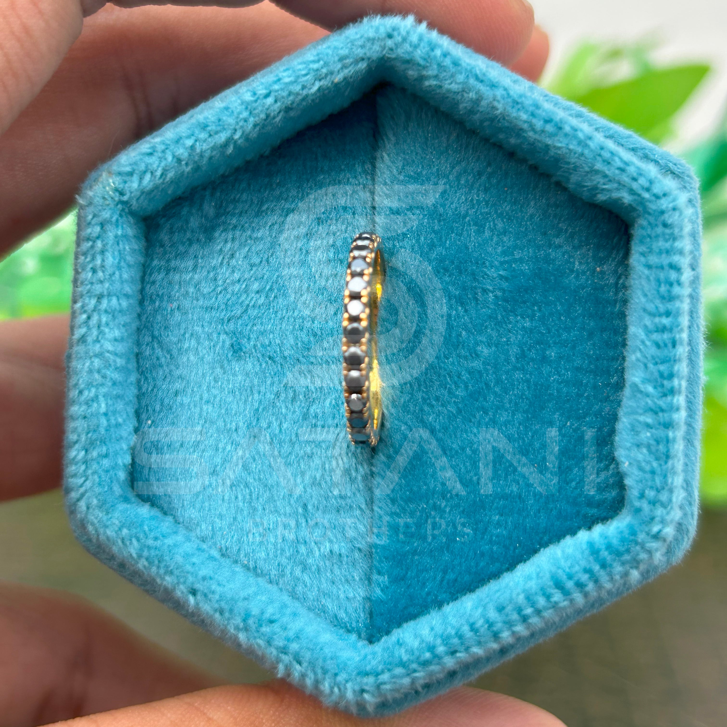 Black Moissanite Eternity Band in Gold | Dainty Stacking Ring for Women | Gothic Chic Wedding Band | Unique Minimalist Jewelry Gift