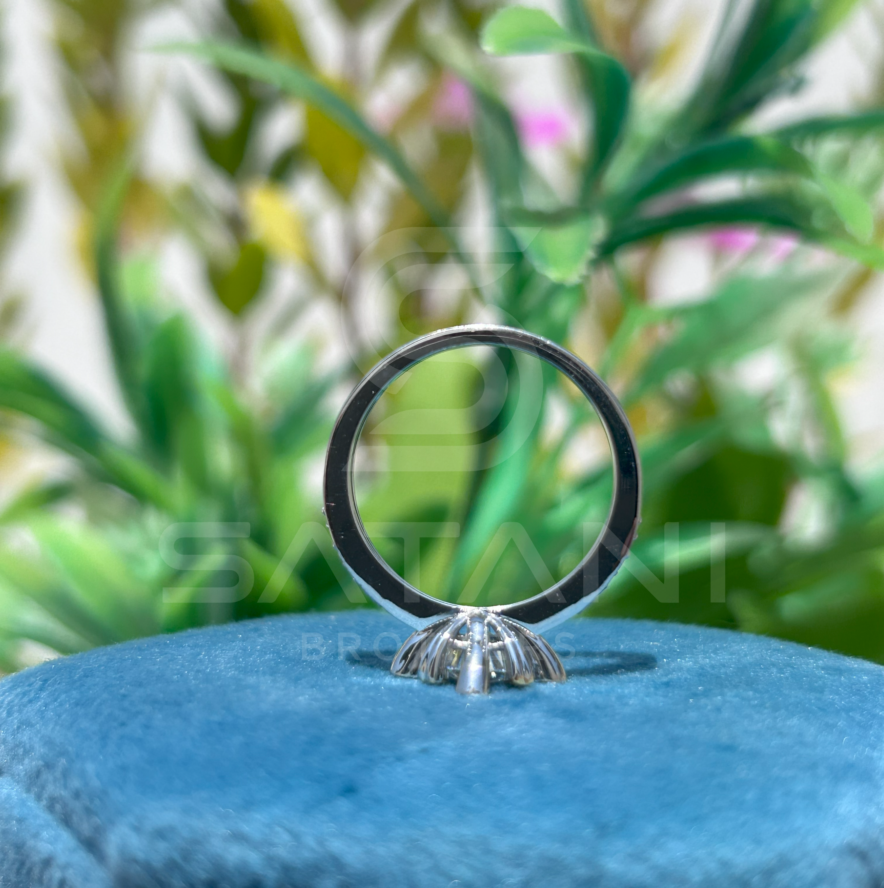 Modern Starburst Moissanite Ring | Two-Tone 925 Silver & Gold Accent Ring | Unique Celestial Engagement Ring | Satani Brothers Jewelry