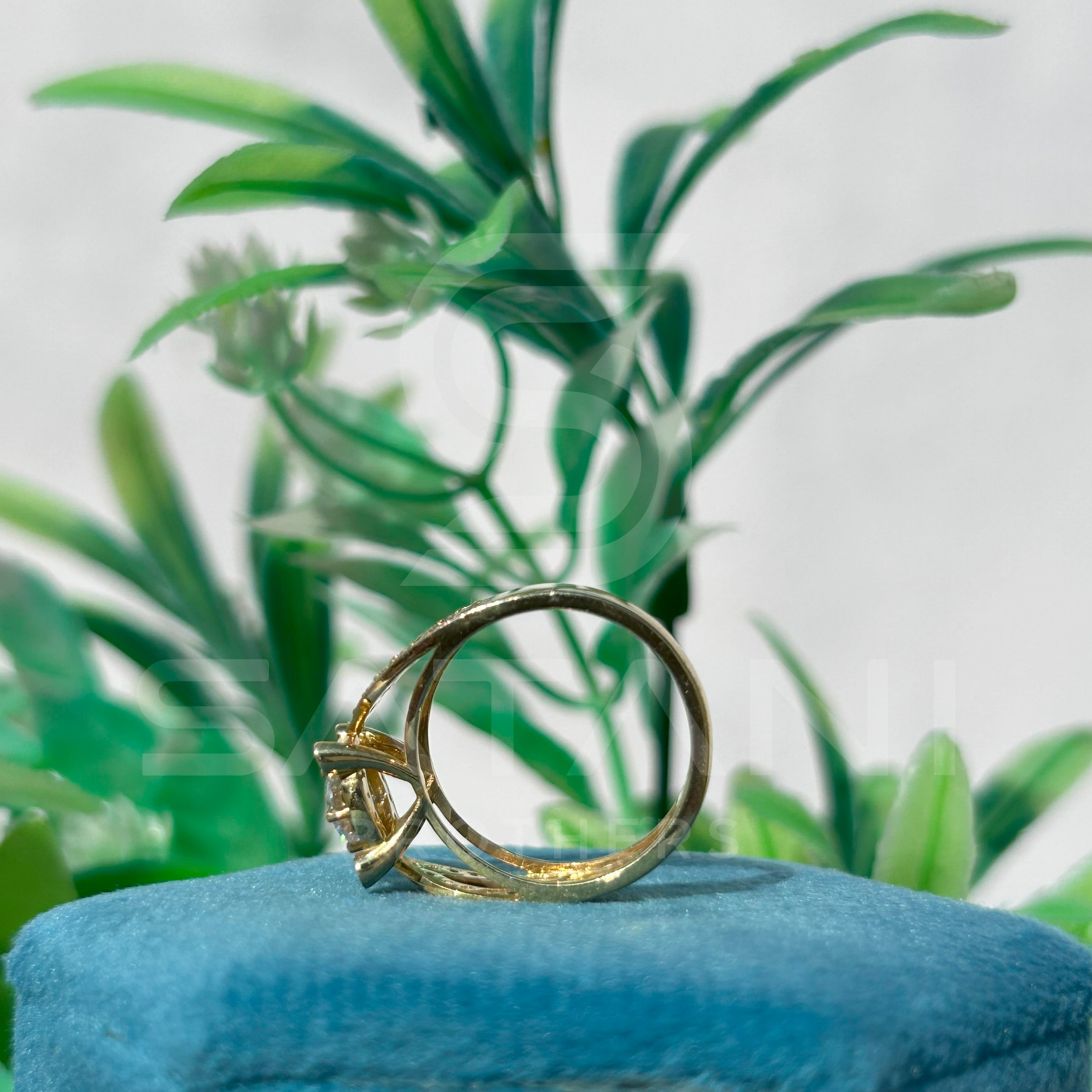 14K Gold Infinity Halo Engagement Ring with Round Brilliant Cut Center Stone & Diamond Accents