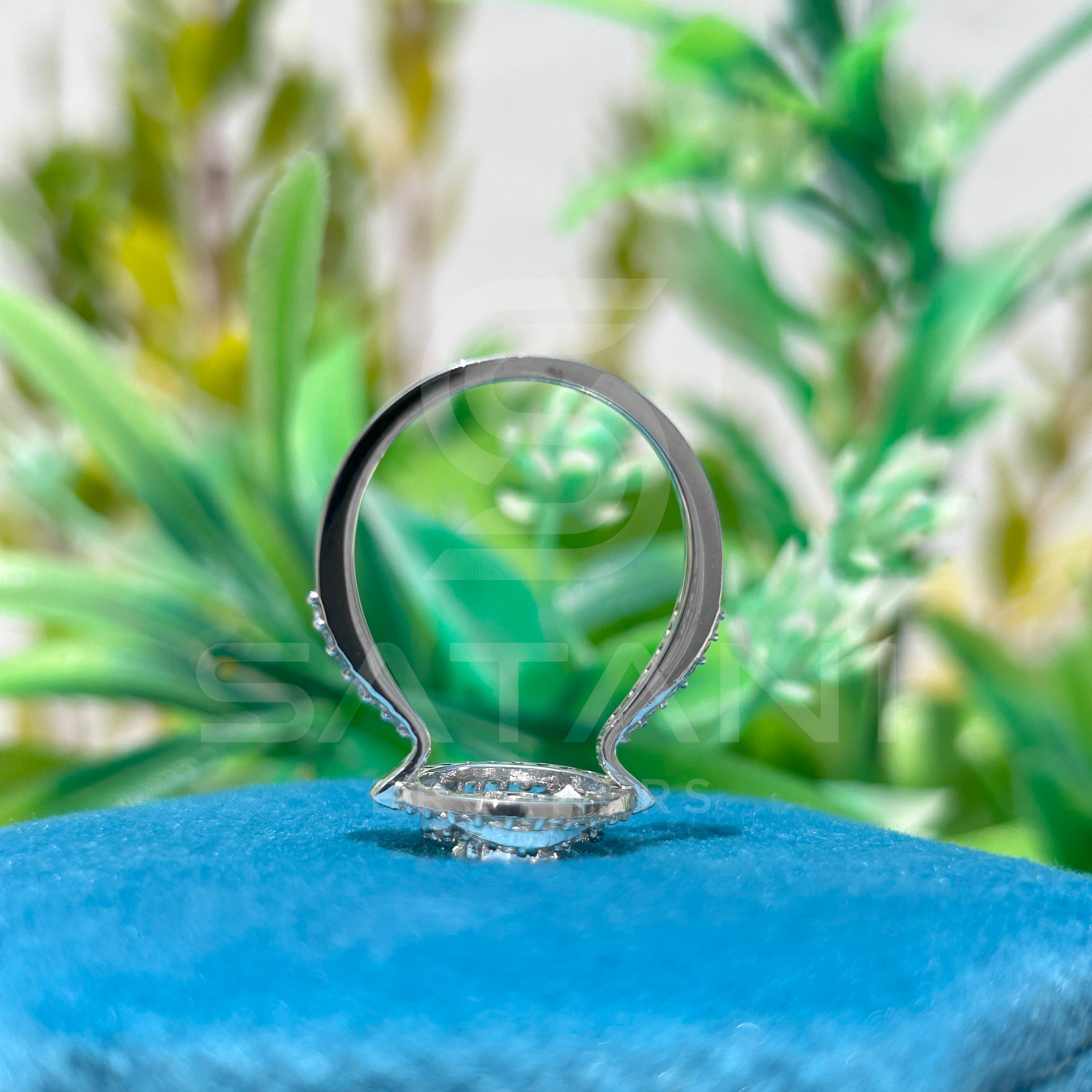 Round Moissanite Double Halo Engagement Ring | Dazzling Pave Setting | 925 Silver or Solid Gold | Classic Sparkling Bridal Ring for Her