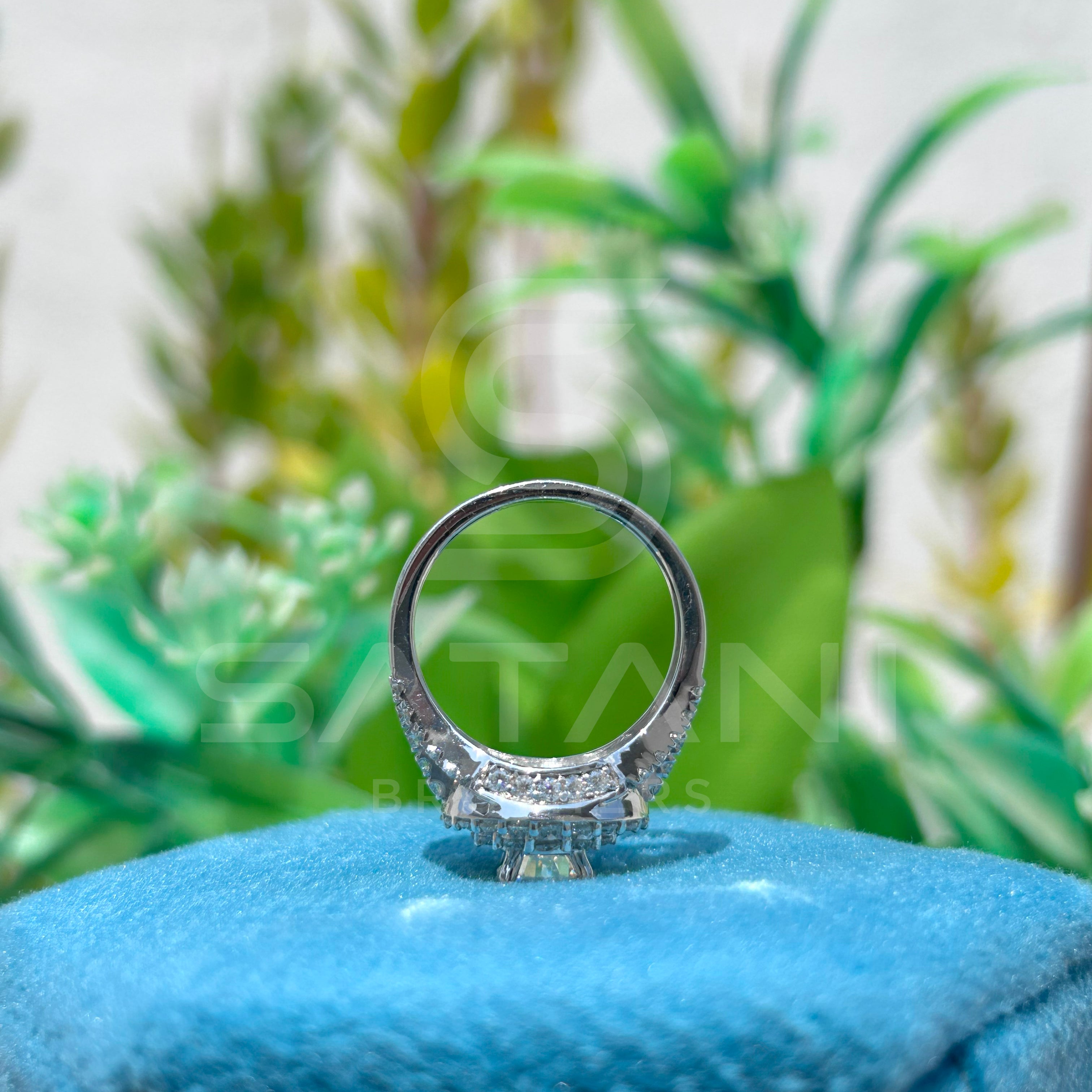 Round Moissanite Halo Engagement Ring – Double Halo Split Shank Ring, Luxury Bridal Jewelry