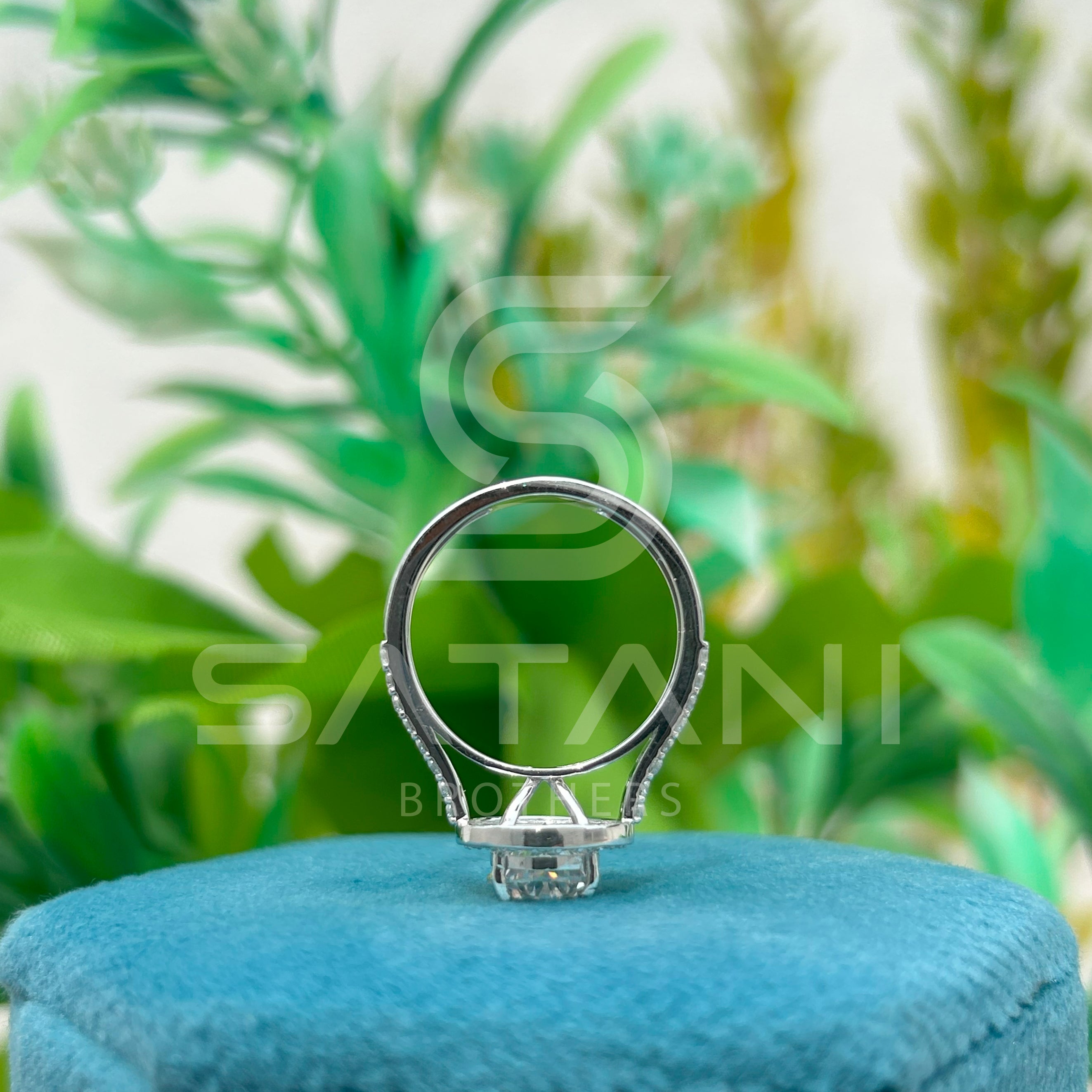 "Oval Cut Halo Diamond Engagement Ring – Double Pave Band White Gold Oval Halo Ring"