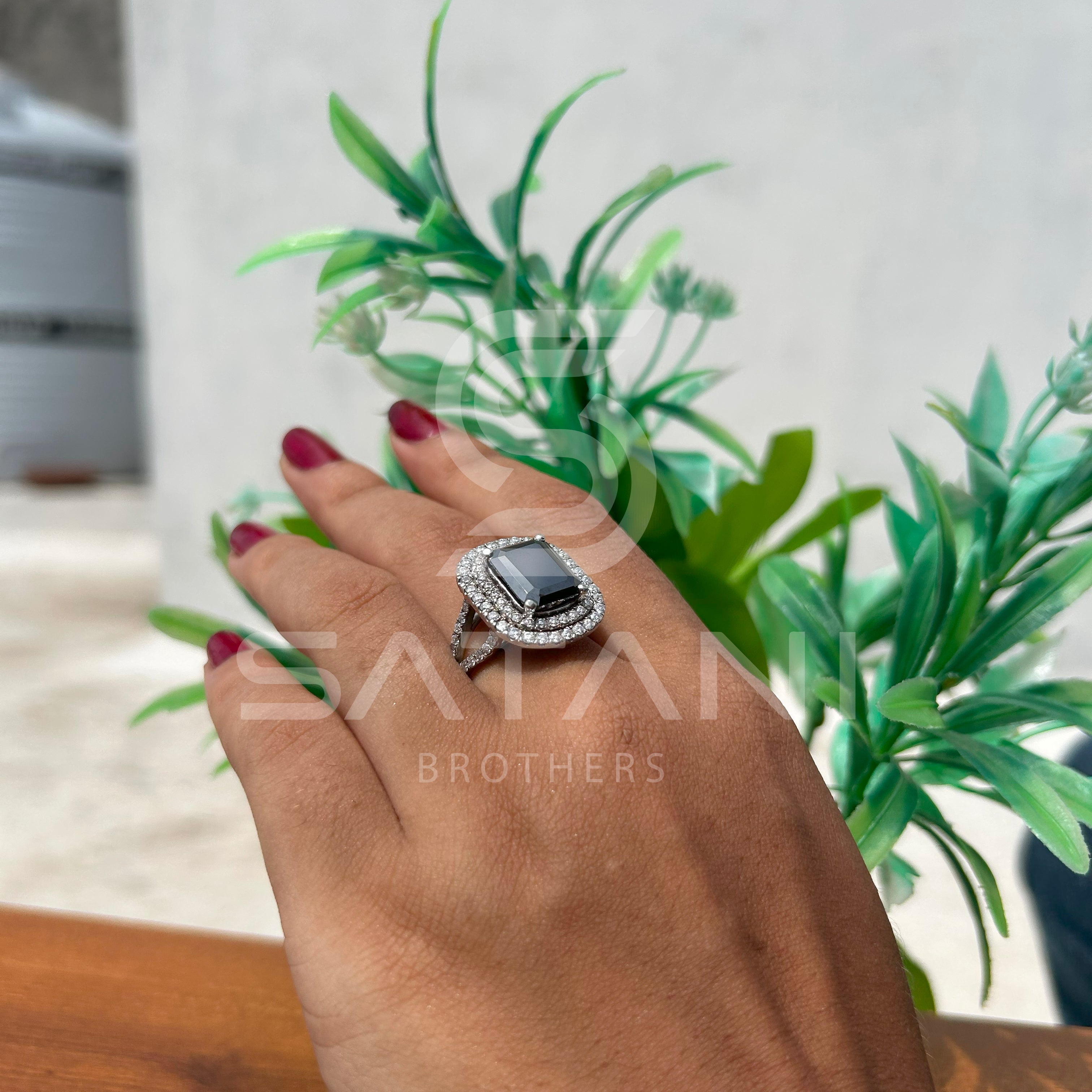 Elegant Black Onyx & Diamond Halo Ring  Timeless Black Gemstone Ring with Double Diamond Halo  Luxury Emerald-Cut Black Onyx Ring  Bold & Beautiful Black Stone Statement Ring  Vintage-Inspired Black Onyx and Diamond Ring