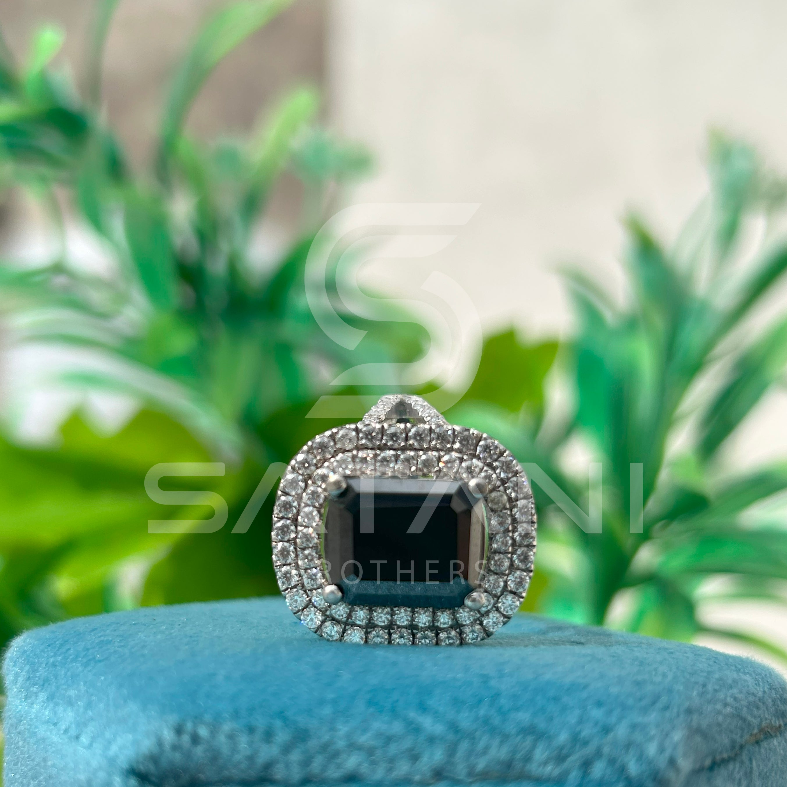 Elegant Black Onyx & Diamond Halo Ring  Timeless Black Gemstone Ring with Double Diamond Halo  Luxury Emerald-Cut Black Onyx Ring  Bold & Beautiful Black Stone Statement Ring  Vintage-Inspired Black Onyx and Diamond Ring
