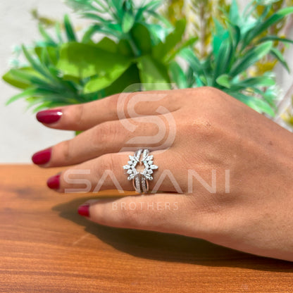 "Floral Inspired Moissanite Cluster Ring in Solid Gold – Unique Engagement & Cocktail Jewelry"