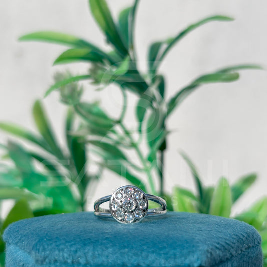 Cluster Moissanite Engagement Ring | Round Cut Multi-Stone Dome Ring in 925 Silver | Unique Vintage-Inspired Statement Ring for Her | Bridal Jewelry Gift
