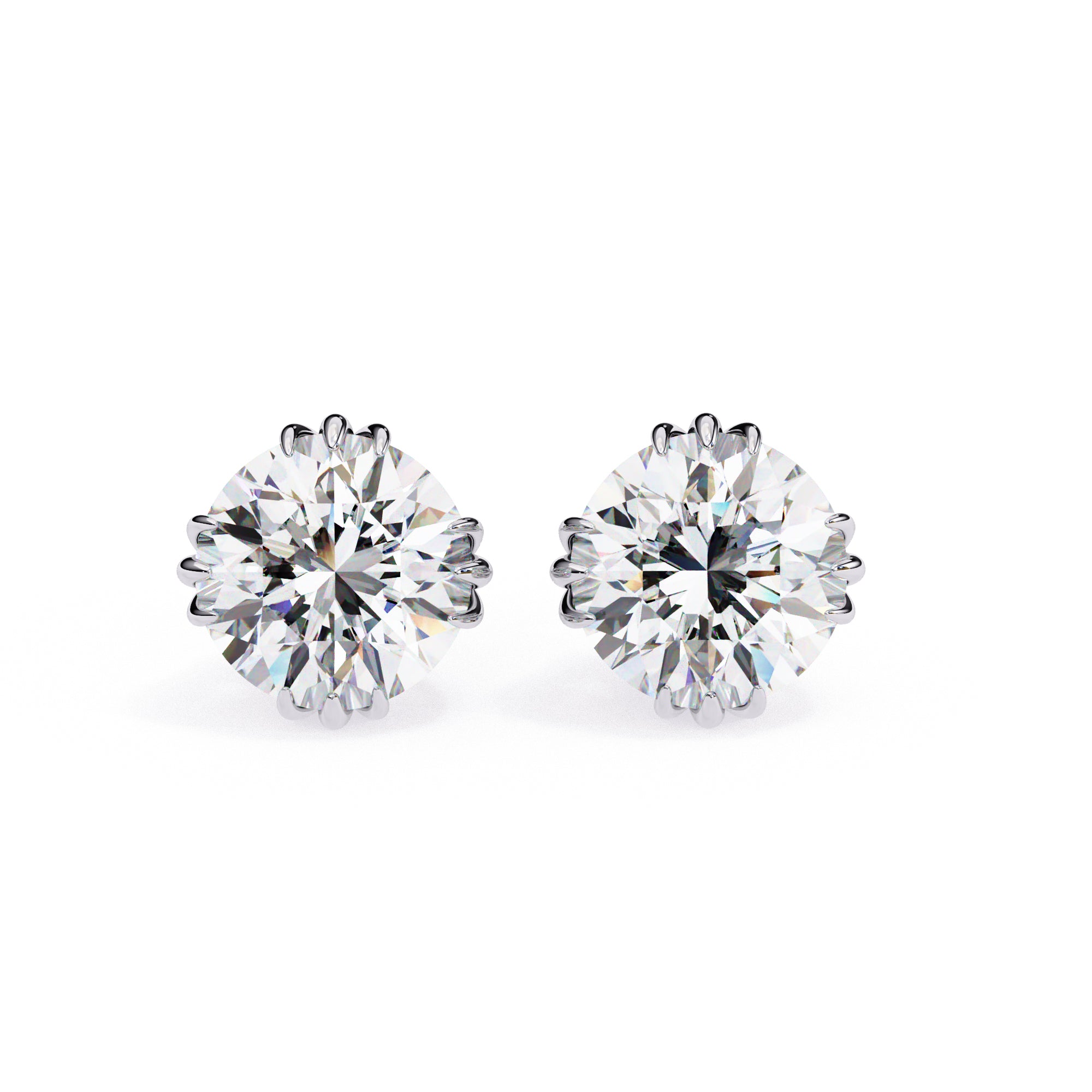 7mm Round Moissanite Stud Earrings, 3-Prong Basket Setting, 2.8 CTW Each / 3.7 CTW Total, 925 Sterling Silver, Hypoallergenic, Luxury Gift for Women