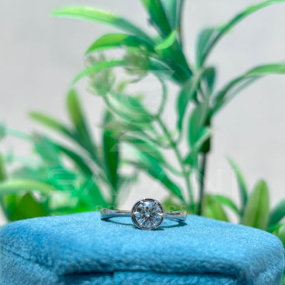 Round Bezel-Set Moissanite Solitaire Ring – Minimalist Engagement Ring in 925 Silver, Gold & Rose Gold  Modern Bezel Solitaire Moissanite Ring