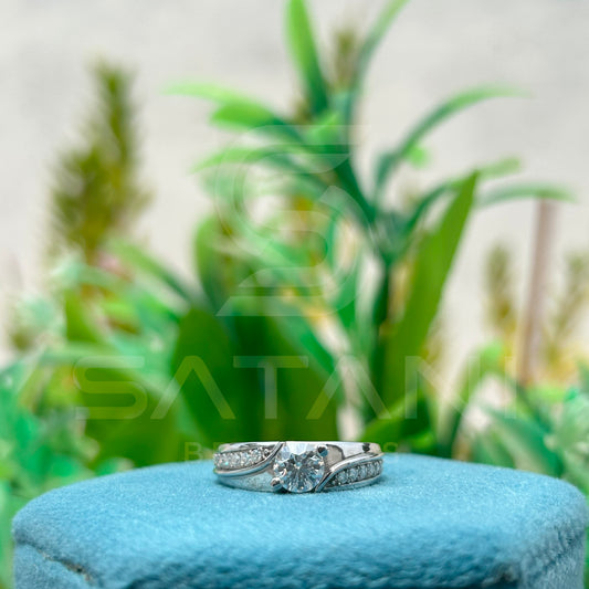 moissanite Diamond Twist Engagement Ring | Round Cut Solitaire with Side Stones | Unique Bypass Design Ring | Dainty Promise Ring | 925 Silver