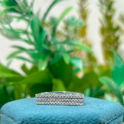 Elegant Wide Band Pave Diamond Ring – Multi-Row Rectangle Top with Filigree Design, Statement Cocktail Ring