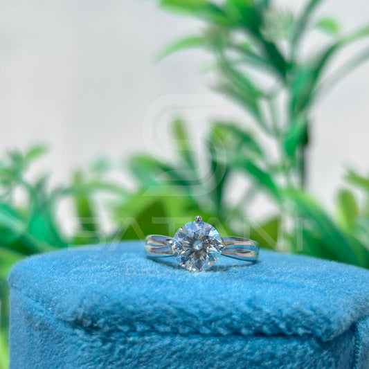 Round Cut Solitaire Diamond Engagement Ring in White Gold