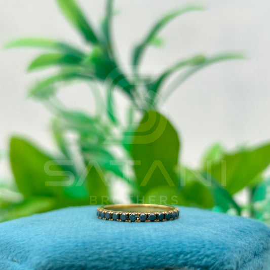 Black Moissanite Eternity Band in Gold | Dainty Stacking Ring for Women | Gothic Chic Wedding Band | Unique Minimalist Jewelry Gift