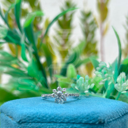 Floral Moissanite Engagement Ring – Sparkling Cluster Diamond Design