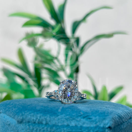 Oval Cut Diamond Engagement Ring with Side Stones in White Gold