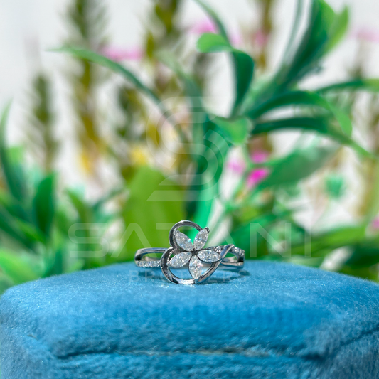 "Floral Design Moissanite Ring in Sterling Silver" 🌸