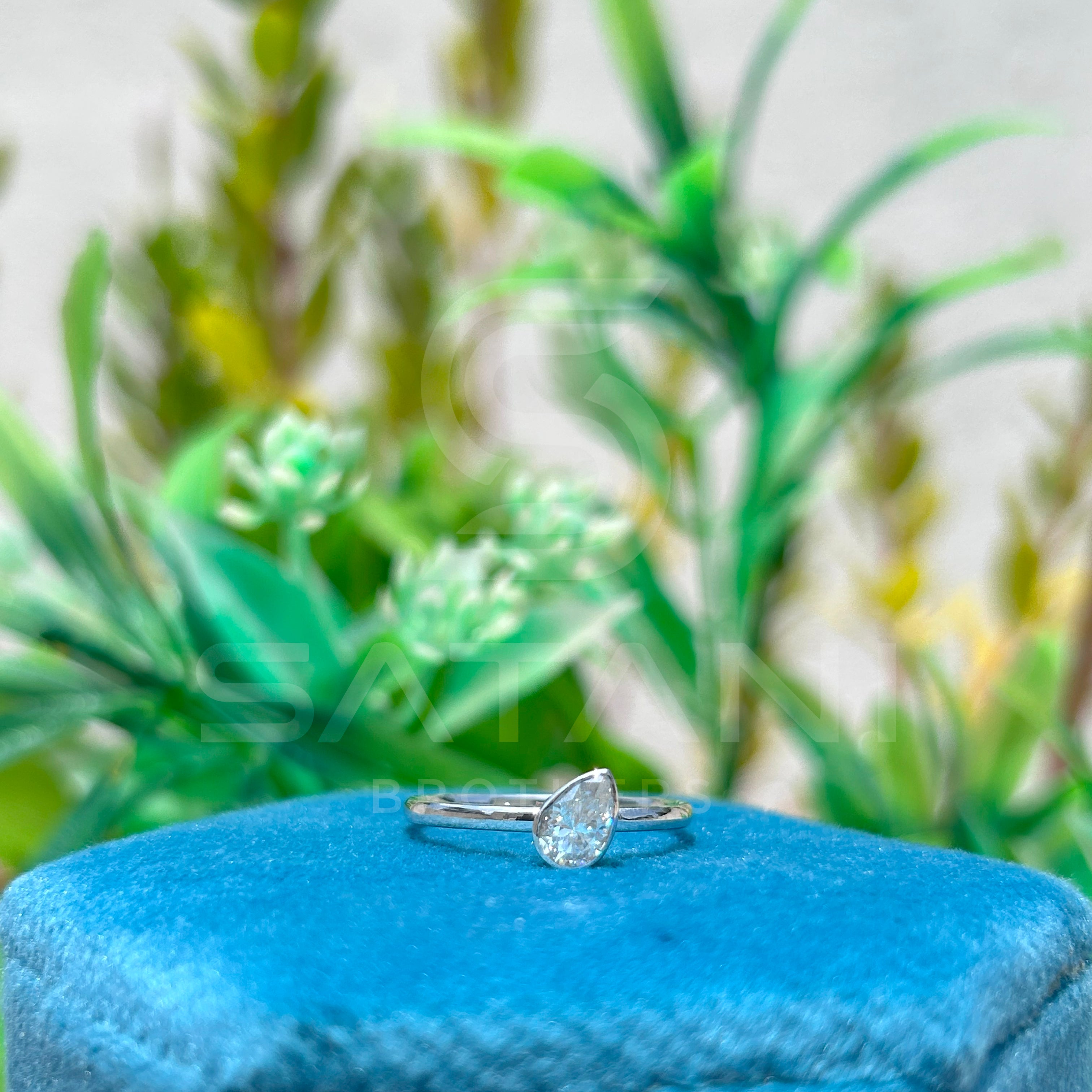 Pear Shaped Diamond Solitaire Ring, 10K White Gold Teardrop Engagement Ring, Dainty Minimalist Bridal Jewelry