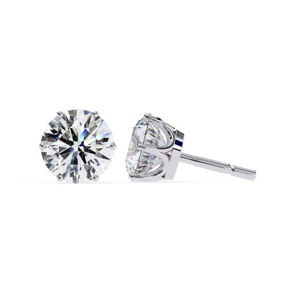 7mm Round Moissanite Stud Earrings in 925 Sterling Silver – 2.5 Carat, Lightweight 1.0g