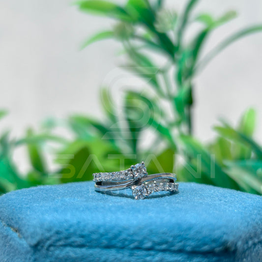 Elegant Twin Moissanite Ring in 14K Rose Gold | Unique Double Solitaire Engagement Ring | Dainty Anniversary or Promise Ring for He