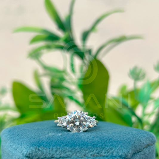 Three Stone Moissanite Engagement Ring | Round Cut Trilogy Ring in White Gold | Sparkling Anniversary or Proposal Ring | Classic Bridal Jewelry