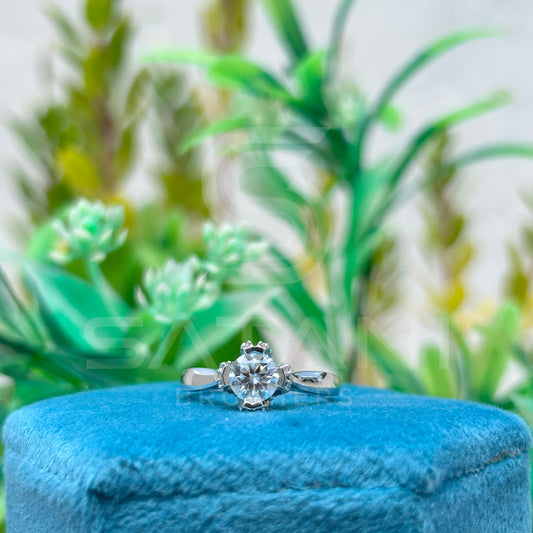 Floral Moissanite Engagement Ring | Round Cut Center with Petal-Inspired Halo | 925 Silver or 10K/14K/18K Gold | Dainty Flower Ring for Her