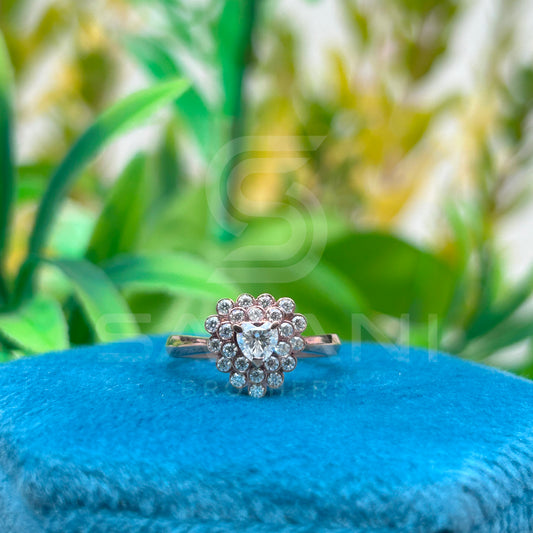 Double Halo Heart Diamond Ring – Unique Engagement Ring, Promise Ring, Gift for Her