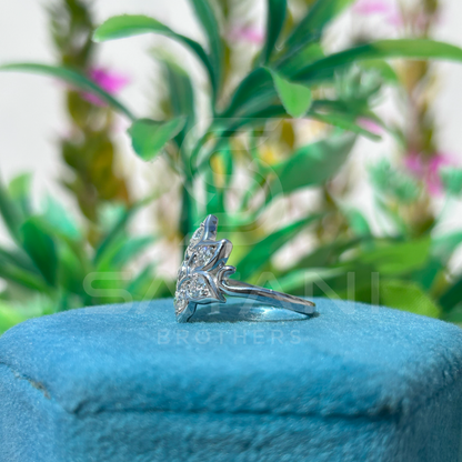 Floral Diamond Cluster Ring | Unique Petal Design in Sterling Silver or Gold | Modern Flower-Inspired Statement Ring