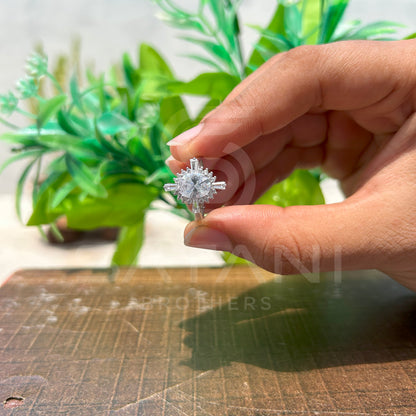 Radiant Sunburst Moissanite Engagement Ring | Starburst Halo Ring with Round Center Stone | Art Deco Inspired Statement Ring | Bridal Jewelry