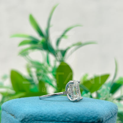 Emerald Cut Moissanite Engagement Ring – Solitaire Moissanite Jewellery, Classic White Gold Ring, Timeless Bridal & Anniversary Gift by Satani Brothers
