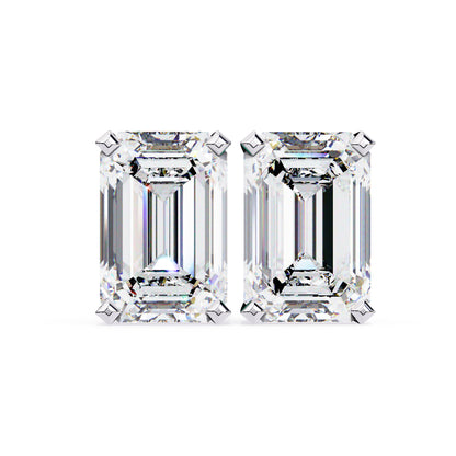 7.5x5 mm Emerald-Cut Moissanite Stud Earrings in 925 Sterling Silver, 2.3 CTW, Classic Basket Setting