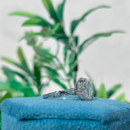 Oval Cut Diamond Engagement Ring with Side Stones in White Gold