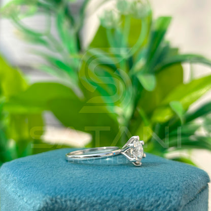 Elegant Solitaire Moissanite Proposal Ring – Handmade in Sterling Silver