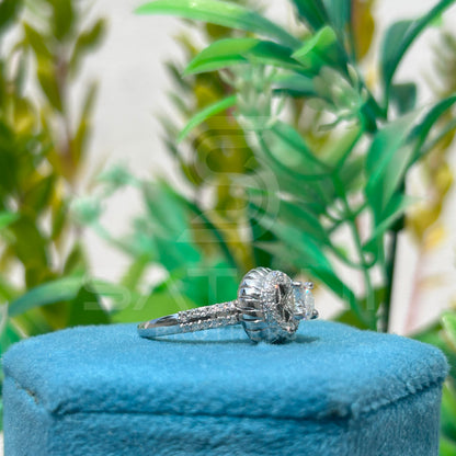 Vintage Halo Moissanite Engagement Ring | Double Layered Cushion Design | 925 Silver Bridal Ring with Hidden Halo | Satani Brothers Jewelry