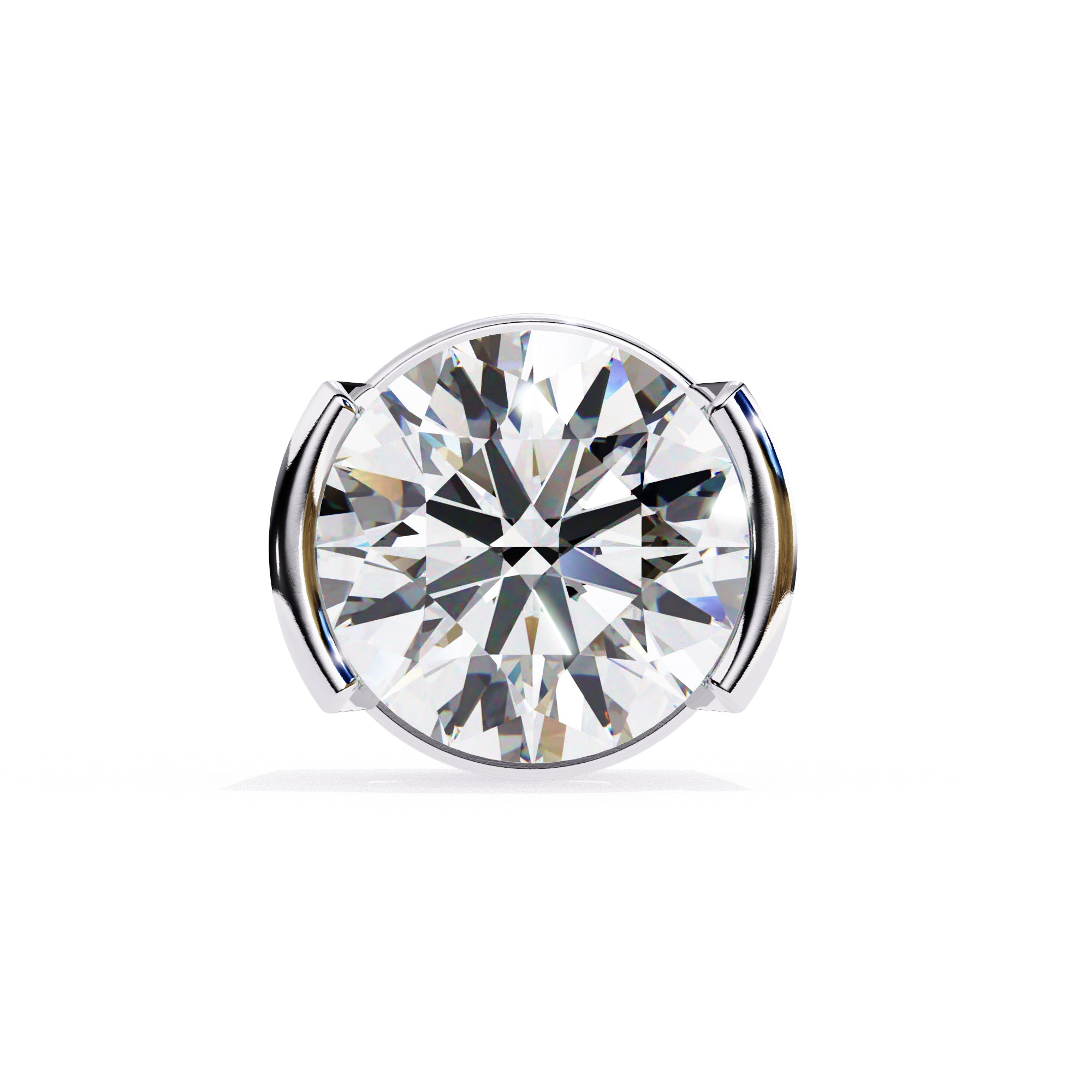 Close-up of a round diamond in a unique prong setting, showcasing clarity and brilliance for elegant jewelry designs.