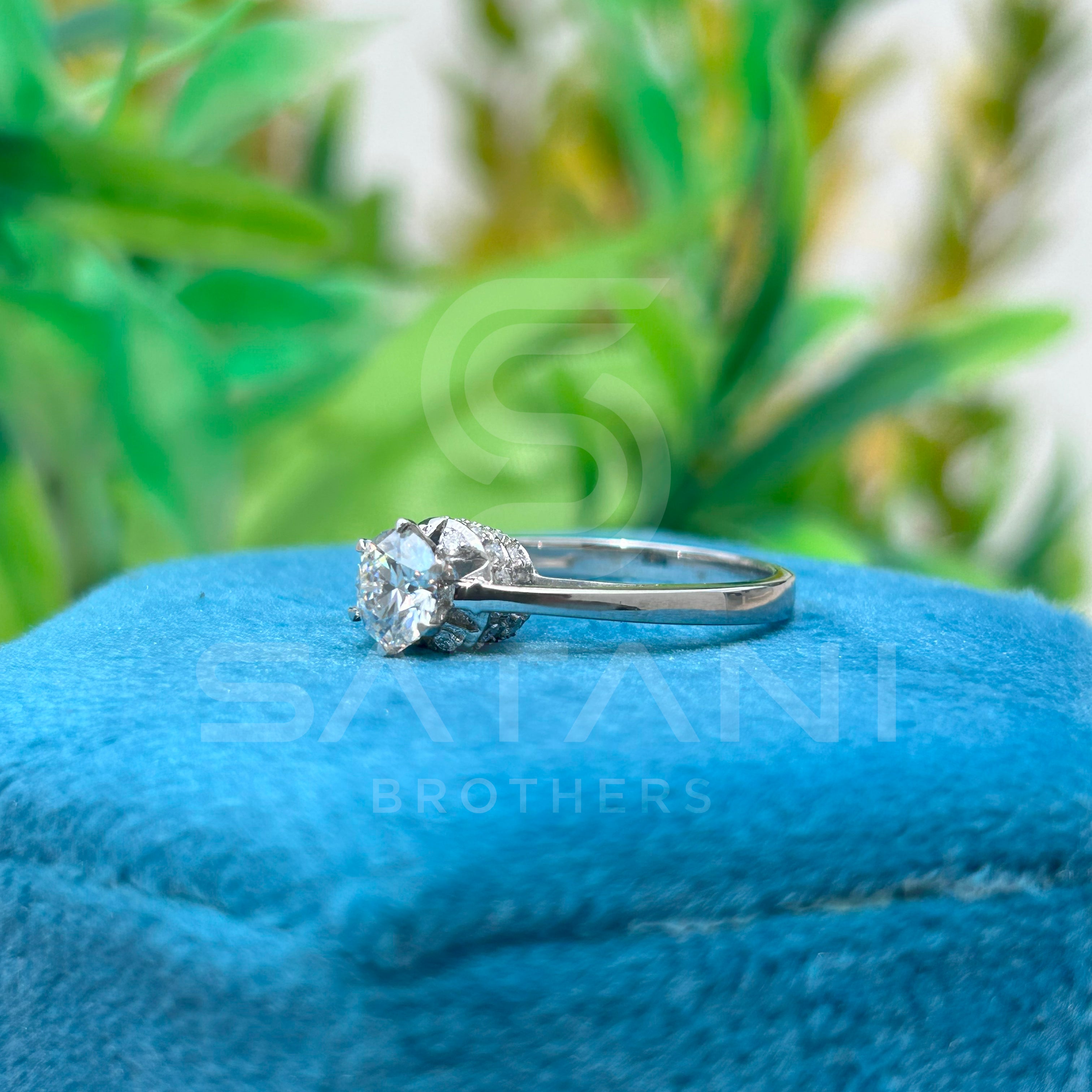 Moissanite Engagement Ring | Solitaire Round Cut | Hidden Halo | Dainty Split Shank | Silver Promise Ring | Bridal Ring for Her