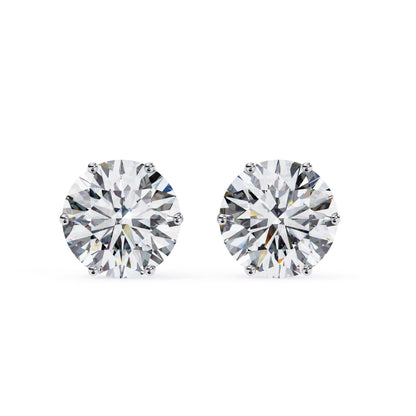 7mm Round Moissanite Stud Earrings in 925 Sterling Silver – 2.5 Carat, Lightweight 1.0g