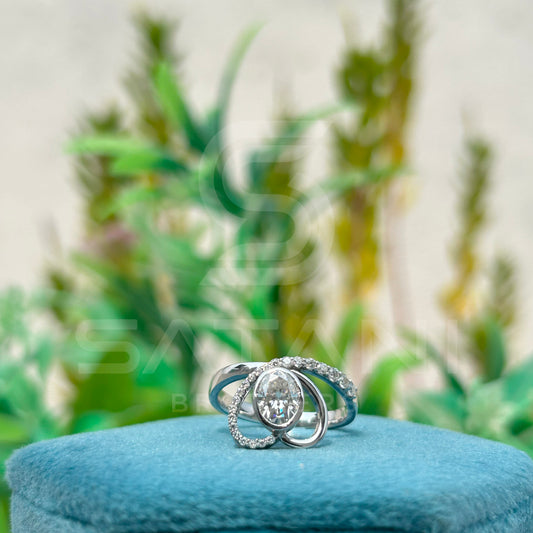 Modern Oval cut Diamond Ring – Infinity Swirl Engagement Ring, Elegant Bridal Jewelry