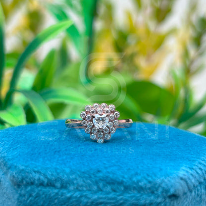 Double Halo Heart Diamond Ring – Unique Engagement Ring, Promise Ring, Gift for Her