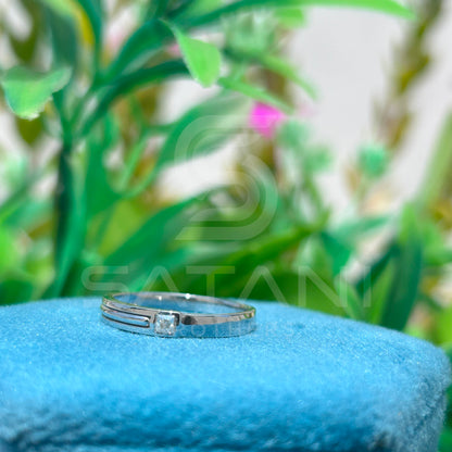 "Minimalist Princess Cut Diamond Ring in White Gold – Dainty Promise Ring for Women"