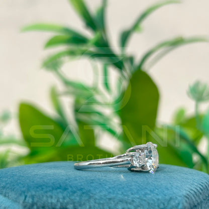 Three Stone Moissanite Engagement Ring | Round Cut Trilogy Ring in White Gold | Sparkling Anniversary or Proposal Ring | Classic Bridal Jewelry