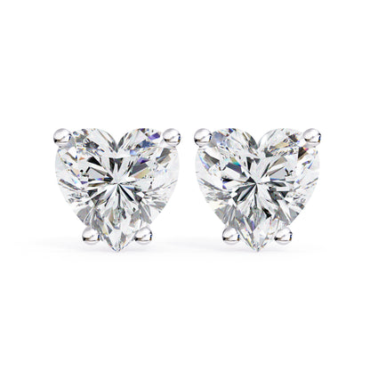 Heart-shaped moissanite earrings in 925 sterling silver, showcasing exceptional brilliance and elegance for women.