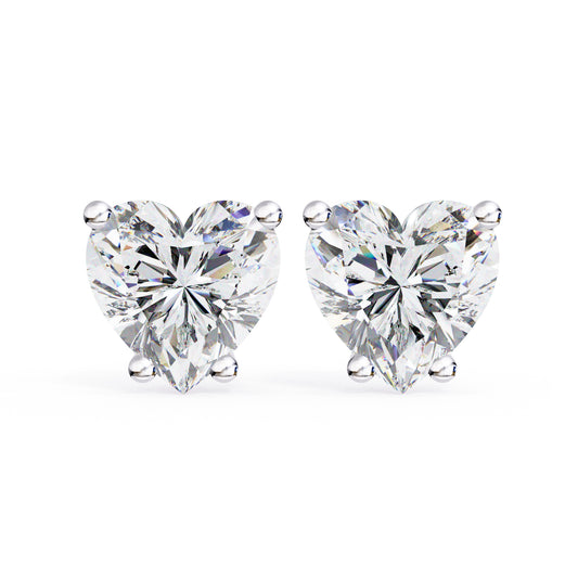 Heart-shaped moissanite earrings in 925 sterling silver, showcasing exceptional brilliance and elegance for women.