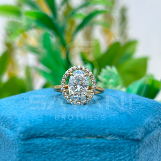 Halo Oval Moissanite Engagement Ring | Vintage Inspired Oval Ring in 10k/14k/18k Gold