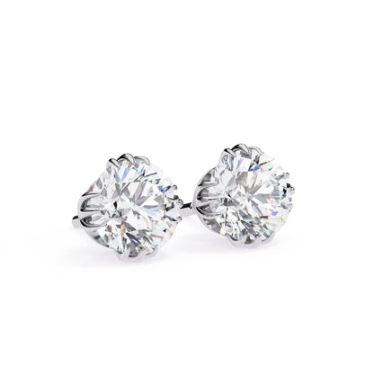 7mm Round Moissanite Stud Earrings, 3-Prong Basket Setting, 2.8 CTW Each / 3.7 CTW Total, 925 Sterling Silver, Hypoallergenic, Luxury Gift for Women