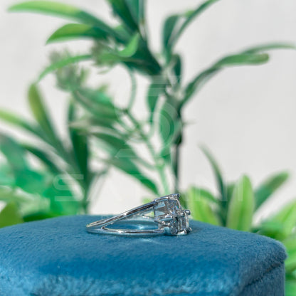 Modern Moissanite Cluster Ring | Princess & Round Cut Moissanite Ring | Unique 4-Stone Statement Ring | Minimalist Engagement Ring | 925 Silver