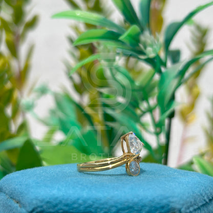 "Heart Cut Moissanite Toi et Moi Engagement Ring in Yellow Gold" 💛💍