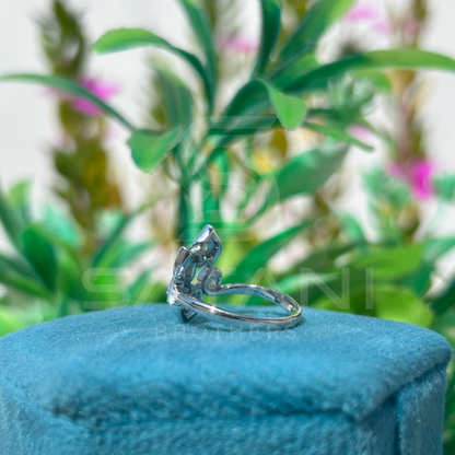 Floral Diamond Cluster Ring | Unique Petal Design in Sterling Silver or Gold | Modern Flower-Inspired Statement Ring