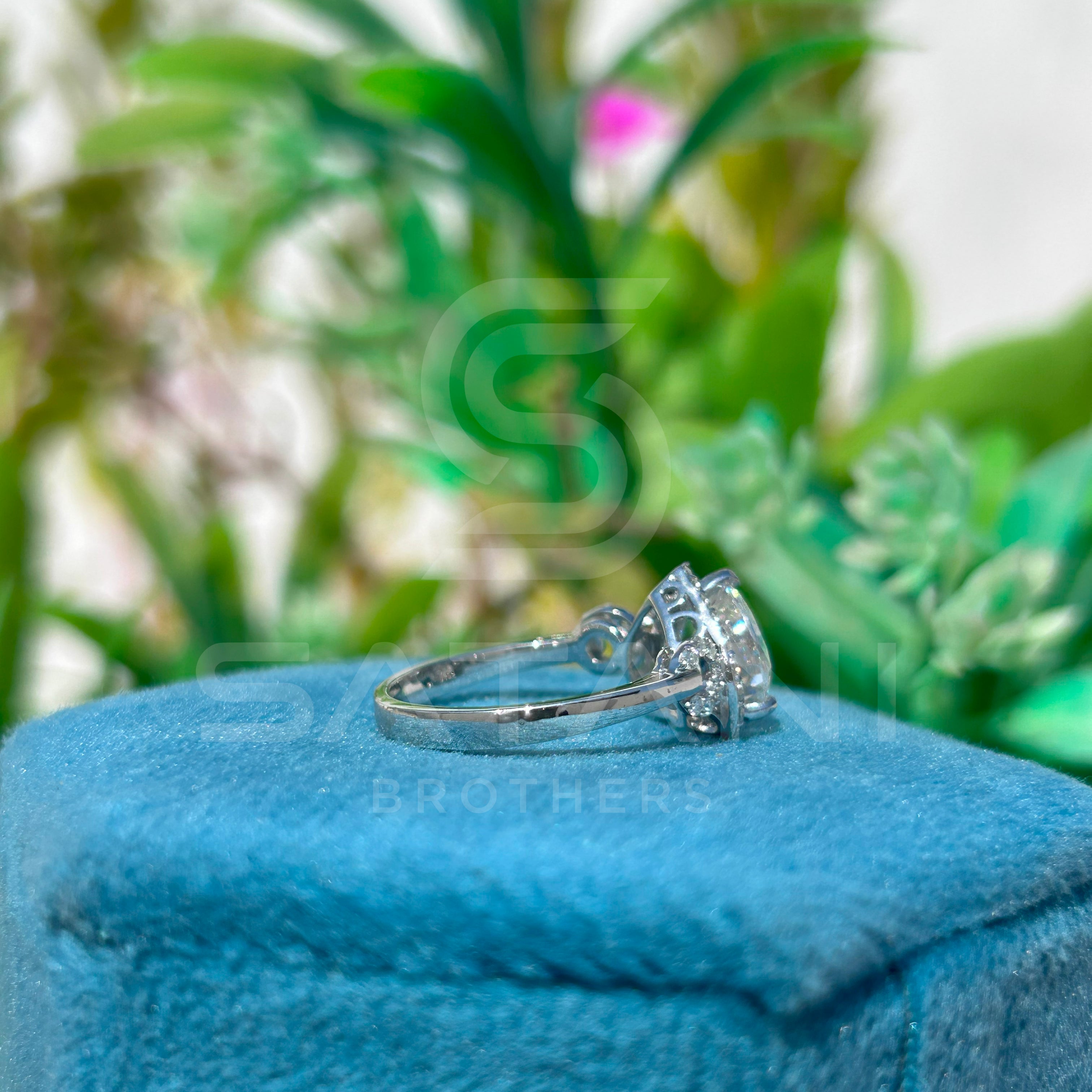 Heart Cut Diamond Halo Engagement Ring in 14K White Gold
