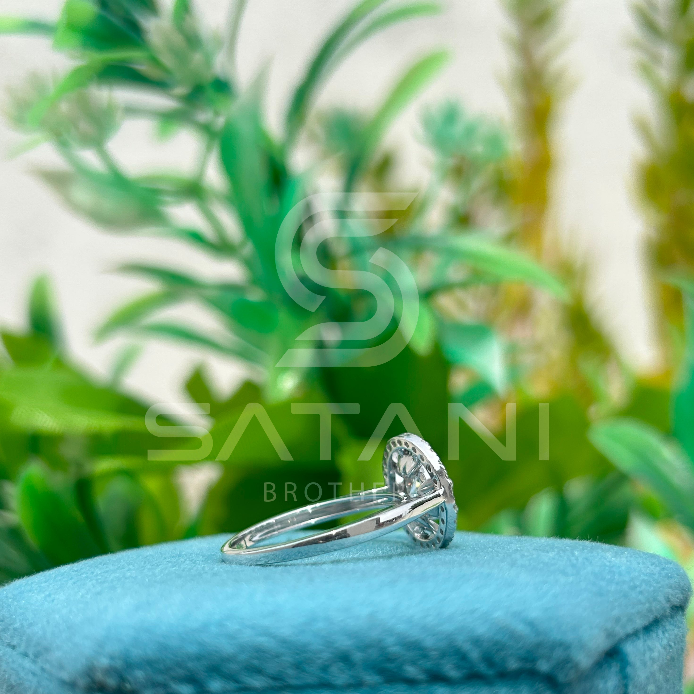 Flower Halo Moissanite Engagement Ring – Round Cut Cluster with Dainty Band – Available in 925 Silver, 10K, 14K, 18K White, Yellow, or Rose Gold